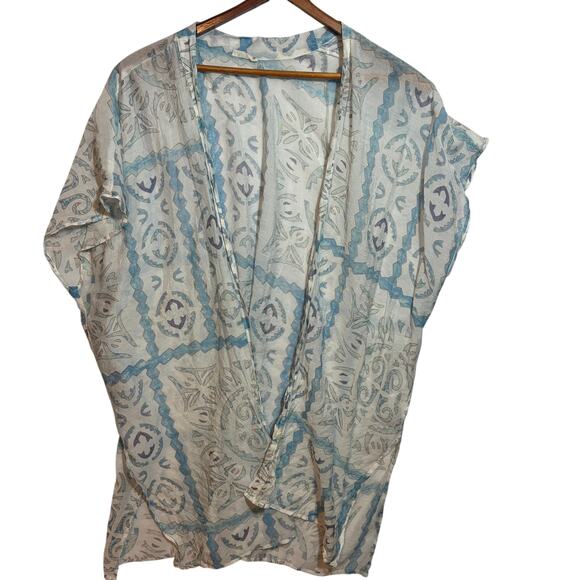 KORI Aztec Kimono Size S/M Boho Flowy Lightweight Swim Cover Long - Picture 2 of 6